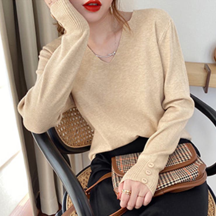 Vネックニットセーター レディース 10代 | Amulet | 詳細画像19 