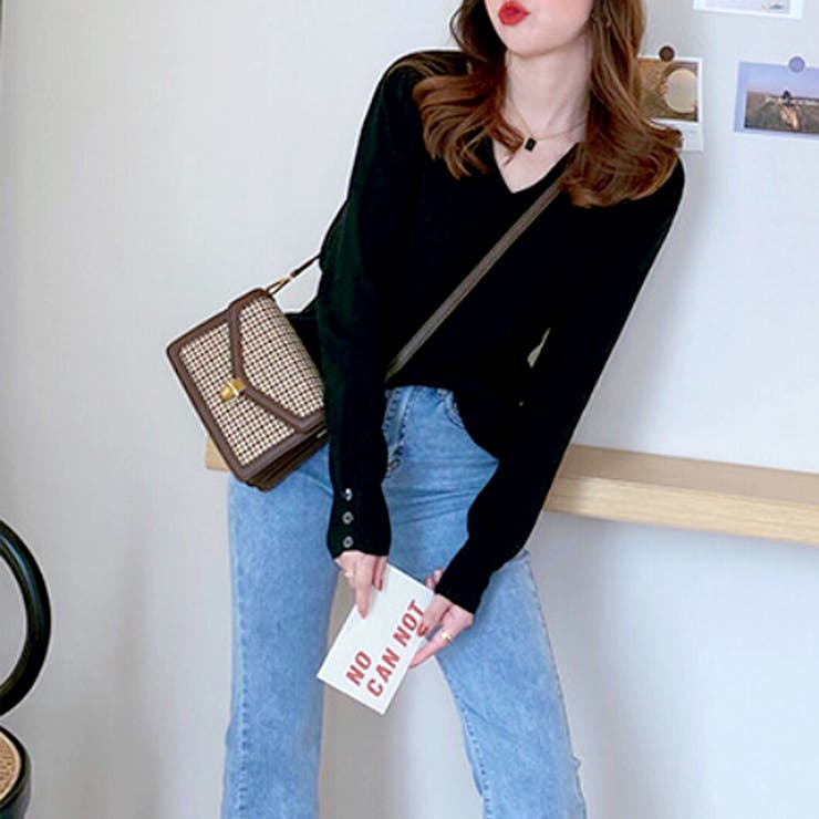 Vネックニットセーター レディース 10代 | Amulet | 詳細画像3 