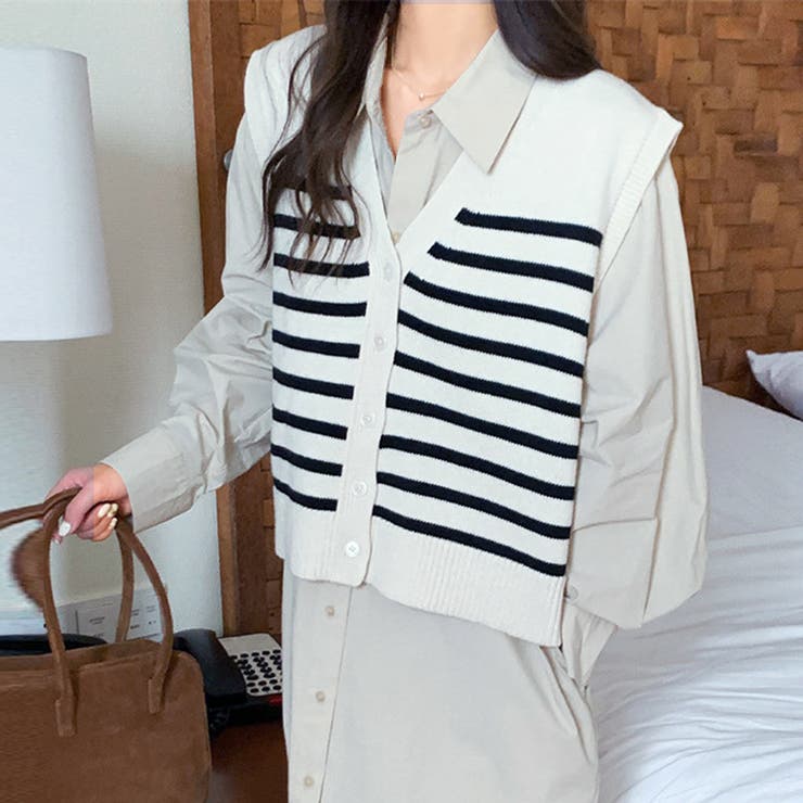 ボーダーニットベスト レディース 10代 | Amulet | 詳細画像6 