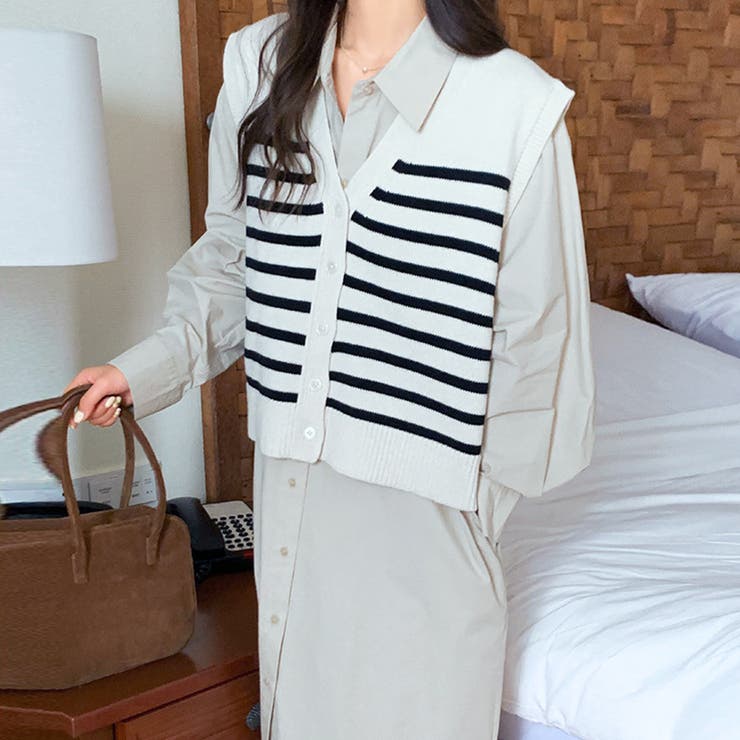 ボーダーニットベスト レディース 10代 | Amulet | 詳細画像9 