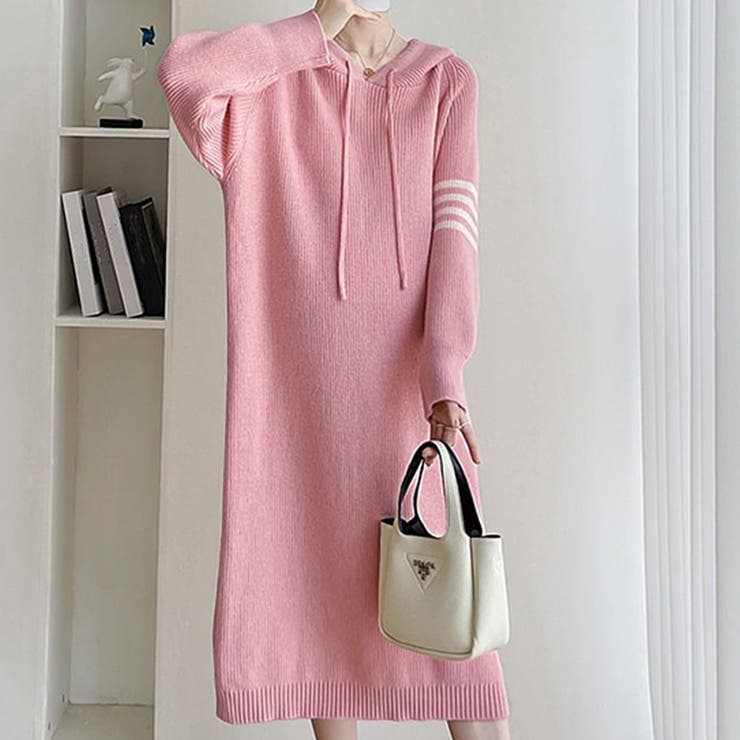 ピンク | カジュアルニットワンピース レディース 10代 | Amulet