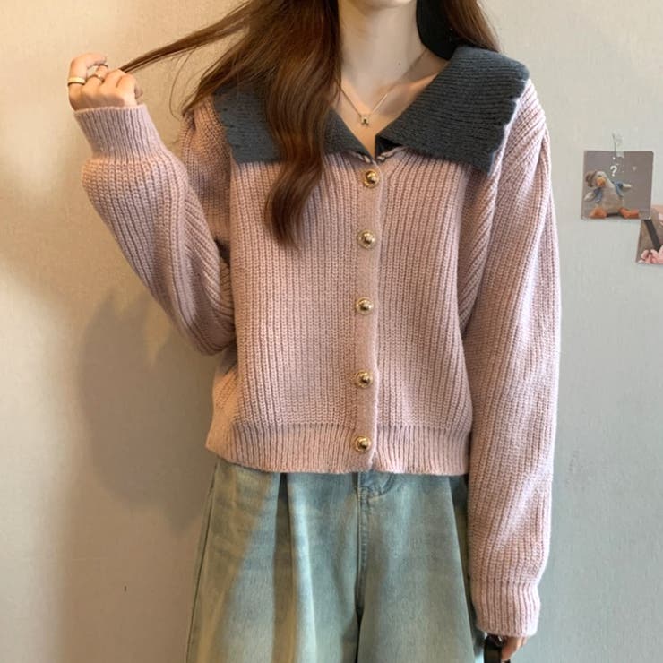 スカラップバイカラーニット レディース 10代 | Amulet | 詳細画像9 