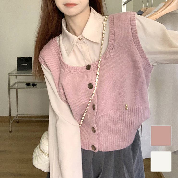 スクープドネックニットベスト レディース 10代 | Amulet | 詳細画像1 