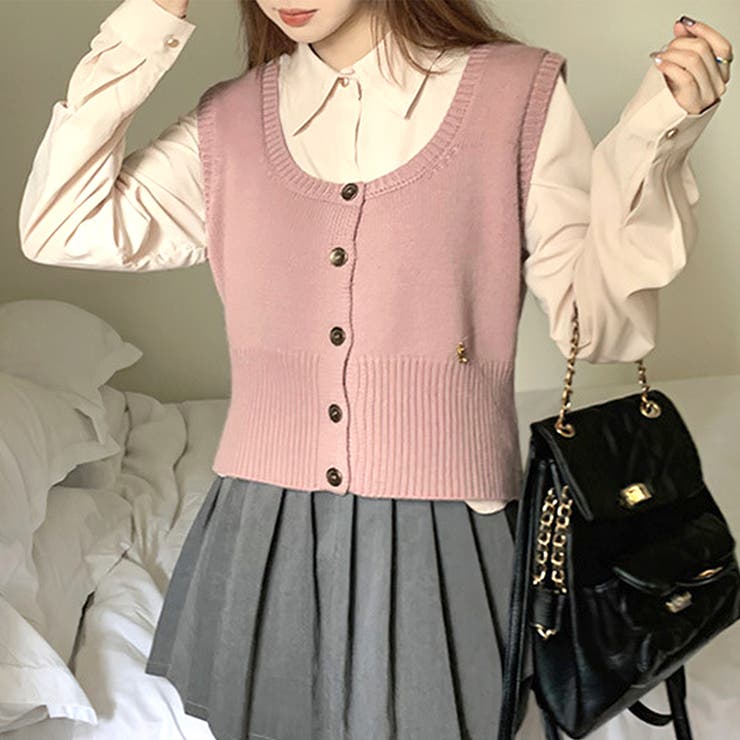 スクープドネックニットベスト レディース 10代 | Amulet | 詳細画像2 