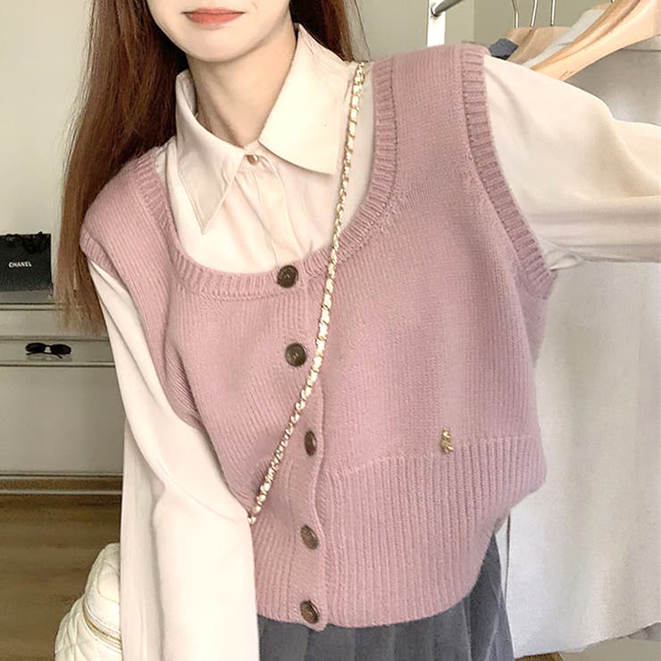 スクープドネックニットベスト レディース 10代 | Amulet | 詳細画像6 