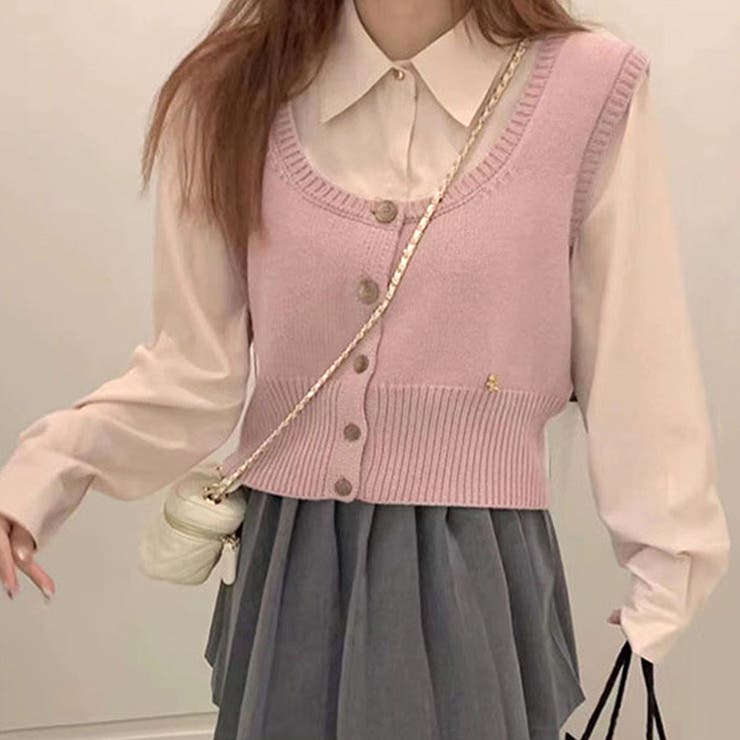 スクープドネックニットベスト レディース 10代 | Amulet | 詳細画像8 