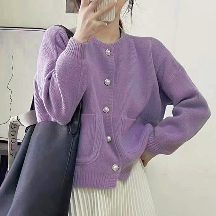 パープル | ショート丈2wayカーディガン レディース 10代 | Amulet