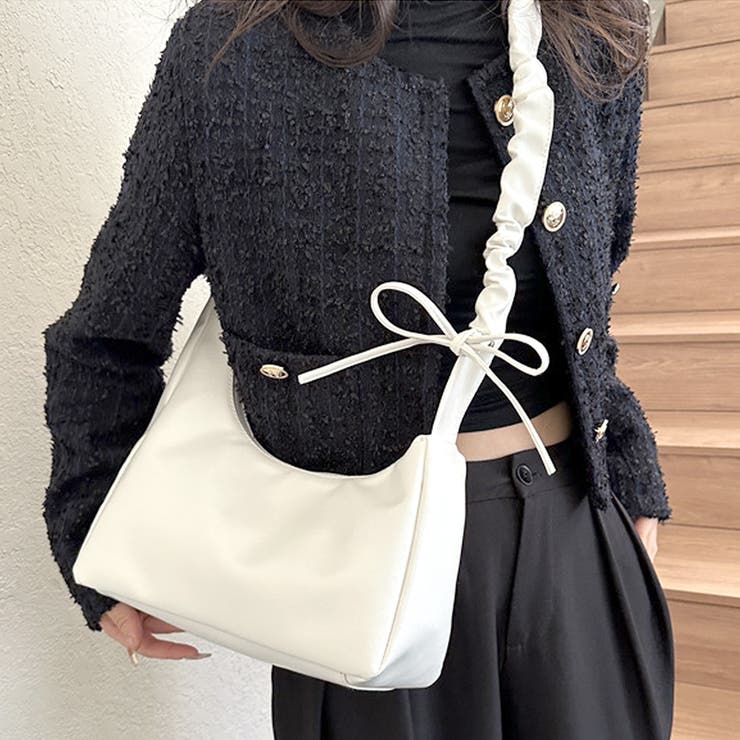 ホワイト | ギャザーショルダーバッグ レディース 10代 | Amulet