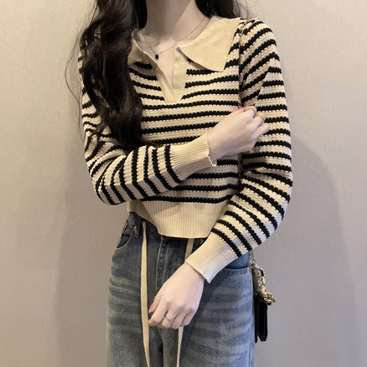 ボーダーポロニット レディース 10代 | Amulet | 詳細画像11 