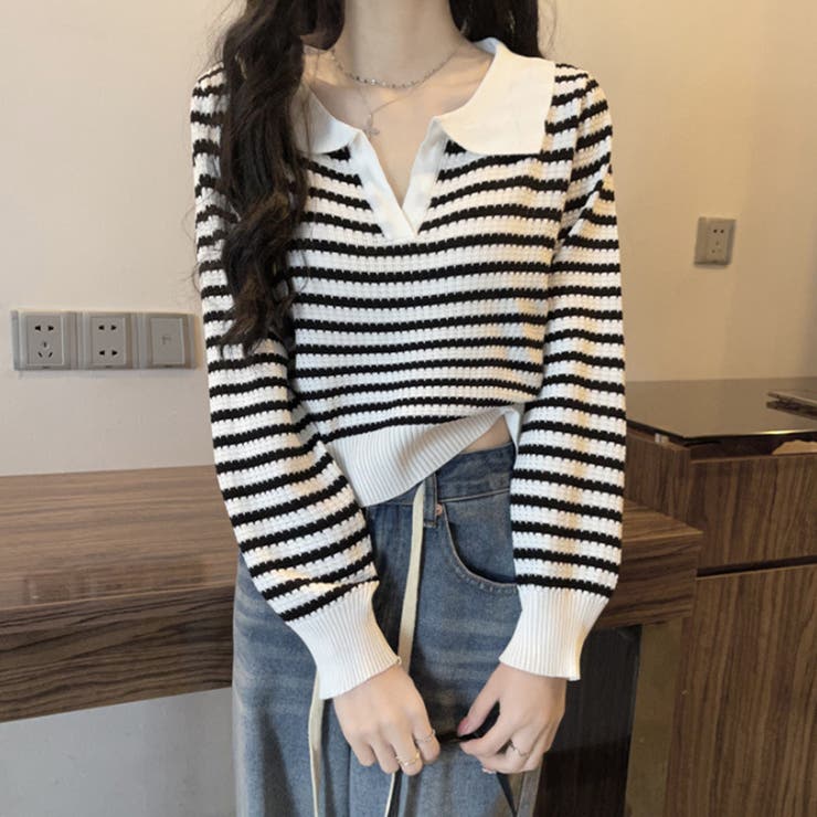 ボーダーポロニット レディース 10代 | Amulet | 詳細画像12 