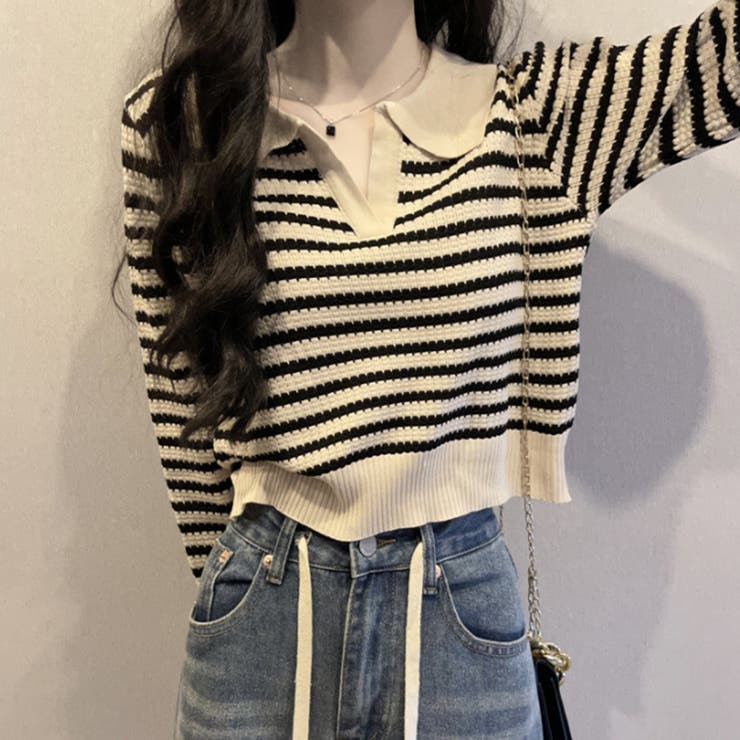 ボーダーポロニット レディース 10代 | Amulet | 詳細画像13 