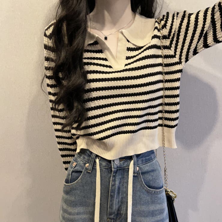 ボーダーポロニット レディース 10代 | Amulet | 詳細画像2 