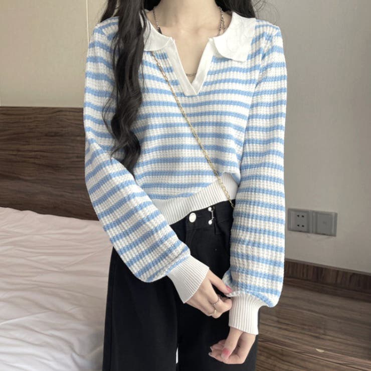 ボーダーポロニット レディース 10代 | Amulet | 詳細画像3 