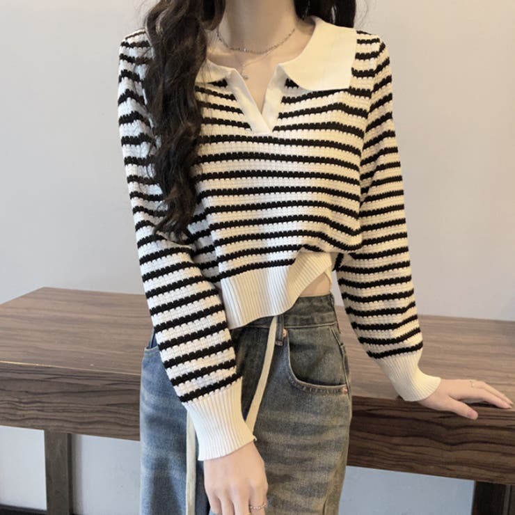 ボーダーポロニット レディース 10代 | Amulet | 詳細画像4 