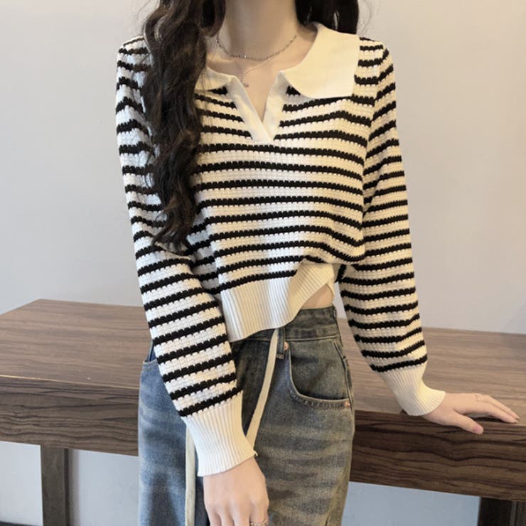 ボーダーポロニット レディース 10代 | Amulet | 詳細画像9 