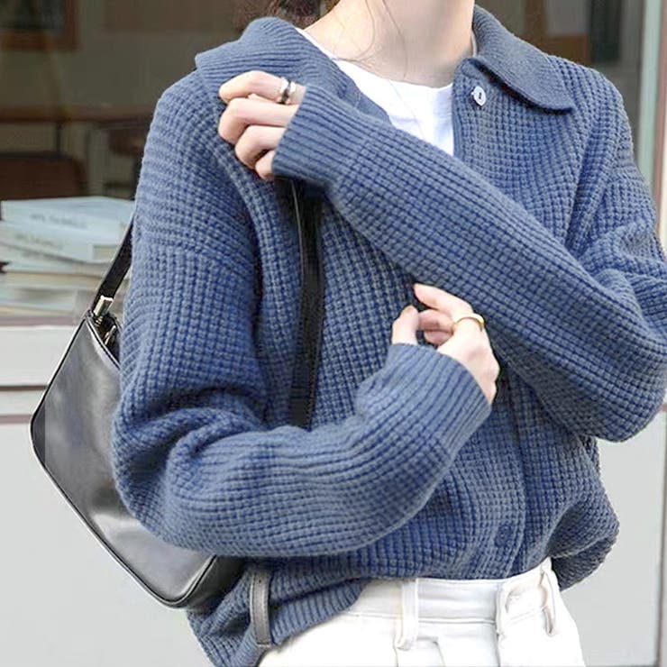 ブルー | かのこ編みニットトップス レディース 10代 | Amulet