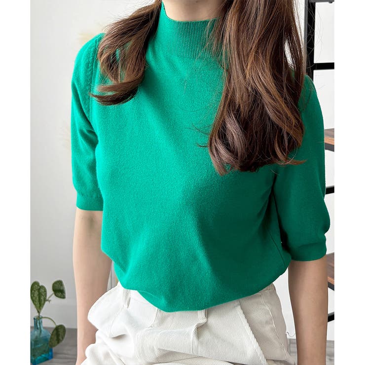 ハイネック半袖ニットトップス レディース 韓国 | Amulet | 詳細画像10 