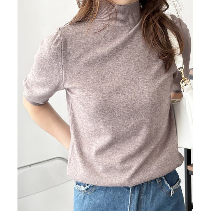 ハイネック半袖ニットトップス レディース 韓国 | Amulet | 詳細画像11 