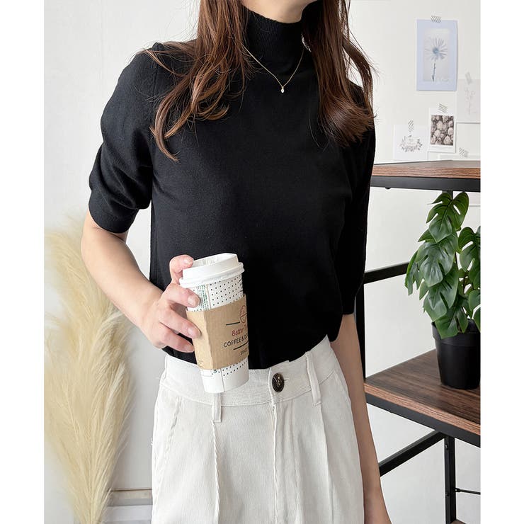 ハイネック半袖ニットトップス レディース 韓国 | Amulet | 詳細画像13 