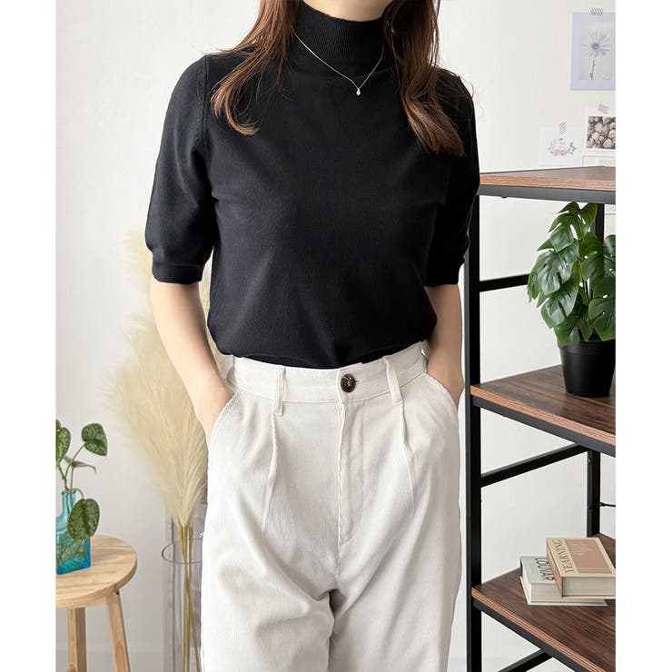 ハイネック半袖ニットトップス レディース 韓国 | Amulet | 詳細画像14 