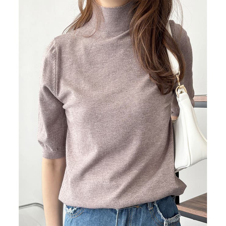 ハイネック半袖ニットトップス レディース 韓国 | Amulet | 詳細画像23 