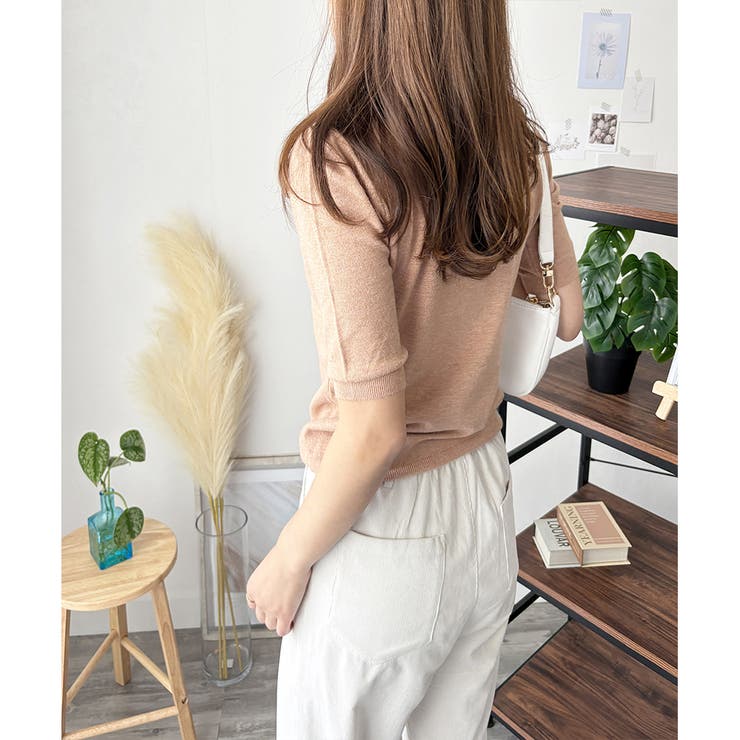 ハイネック半袖ニットトップス レディース 韓国 | Amulet | 詳細画像4 
