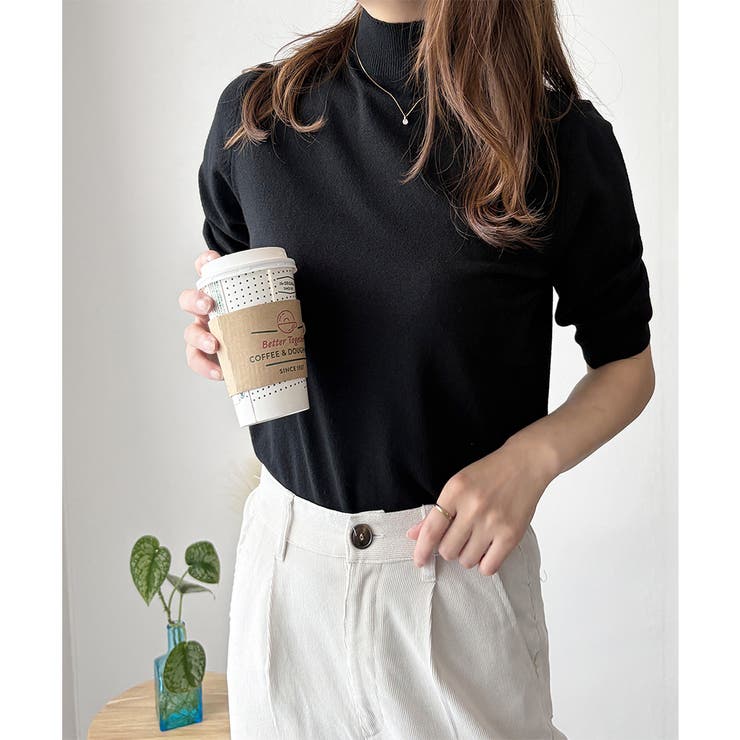 ハイネック半袖ニットトップス レディース 韓国 | Amulet | 詳細画像6 