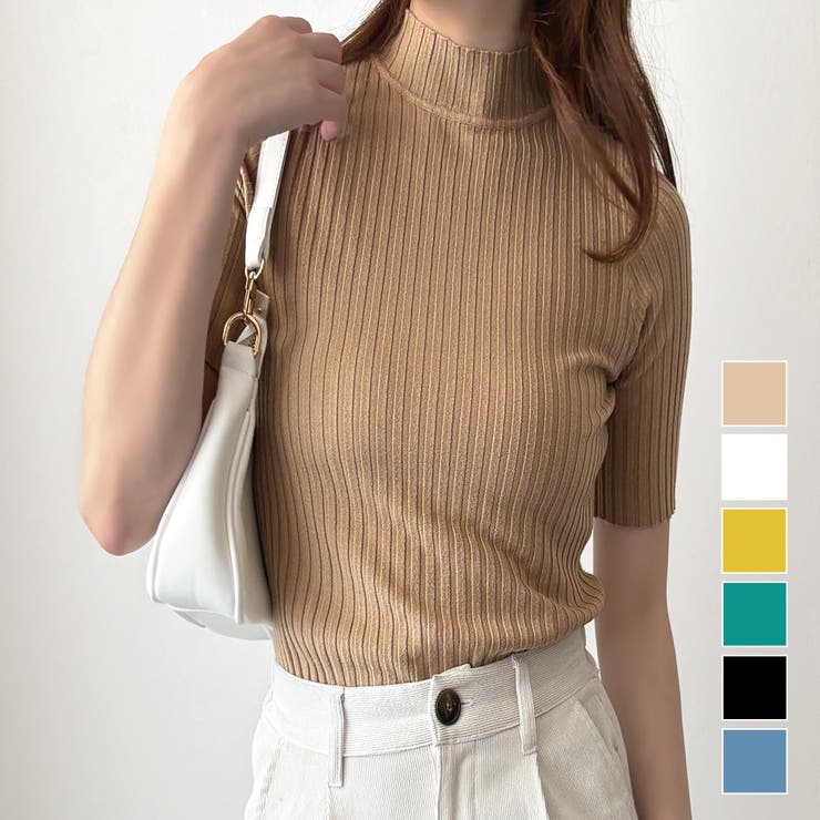 半袖リブニットソー レディース 韓国 | Amulet | 詳細画像1 