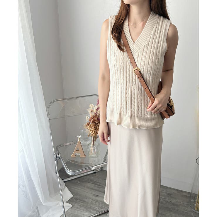 ケーブルニットベスト レディース ニットベスト | Amulet | 詳細画像14 