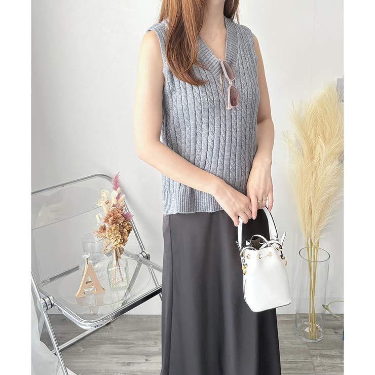 ケーブルニットベスト レディース ニットベスト | Amulet | 詳細画像18 