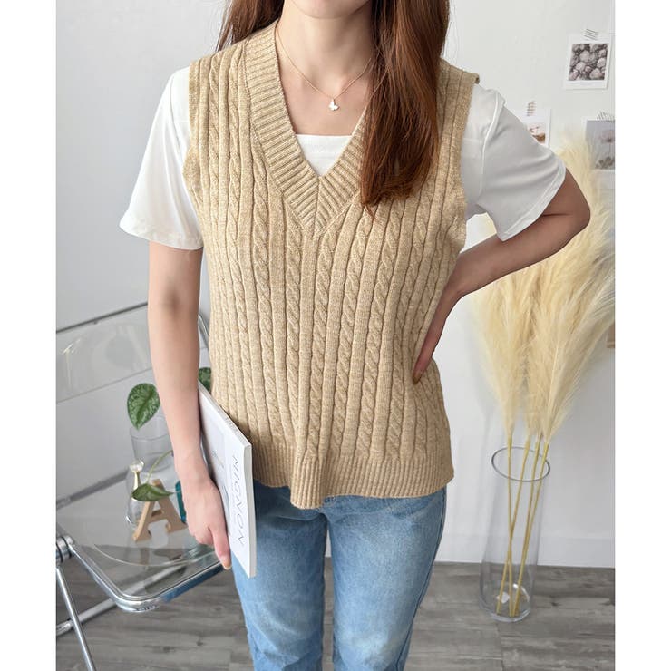 ケーブルニットベスト レディース ニットベスト | Amulet | 詳細画像22 