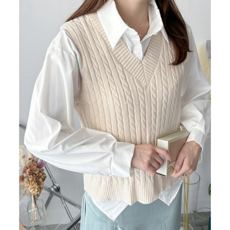 ケーブルニットベスト レディース ニットベスト | Amulet | 詳細画像4 