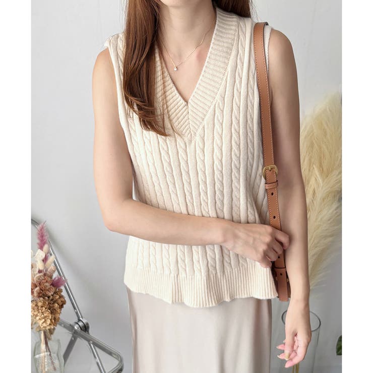 ケーブルニットベスト レディース ニットベスト | Amulet | 詳細画像6 