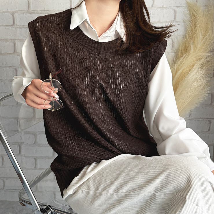 ニットベストトップス レディース ニットベスト | Amulet | 詳細画像2 