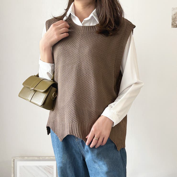 ブラウン | ニットベストトップス レディース ニットベスト | Amulet
