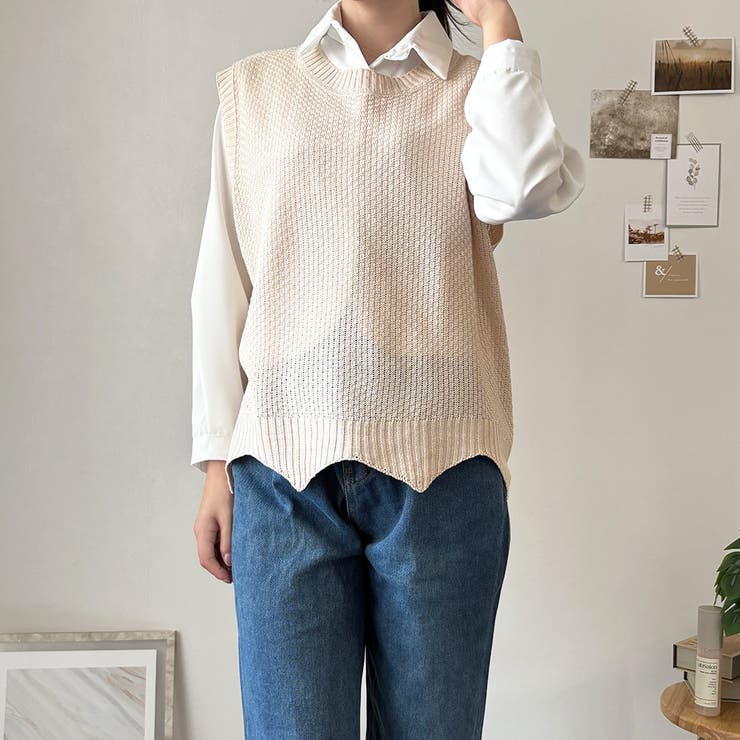 アイボリー | ニットベストトップス レディース ニットベスト | Amulet