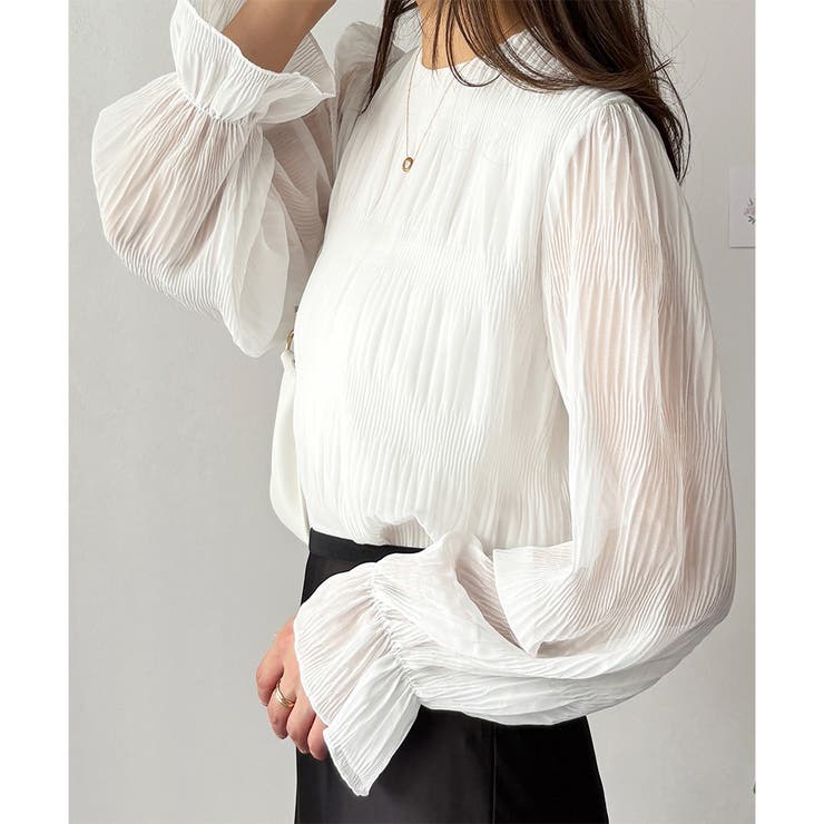 ラウンドネックシアーシフォンブラウス レディース ブラウス | Amulet | 詳細画像10 