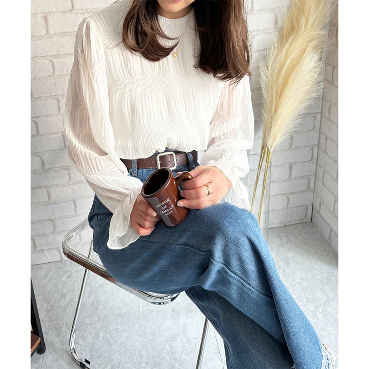 ラウンドネックシアーシフォンブラウス レディース ブラウス | Amulet | 詳細画像13 