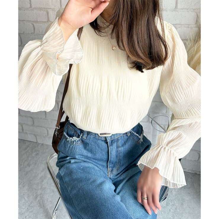 ラウンドネックシアーシフォンブラウス レディース ブラウス | Amulet | 詳細画像14 