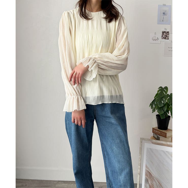 ラウンドネックシアーシフォンブラウス レディース ブラウス | Amulet | 詳細画像2 