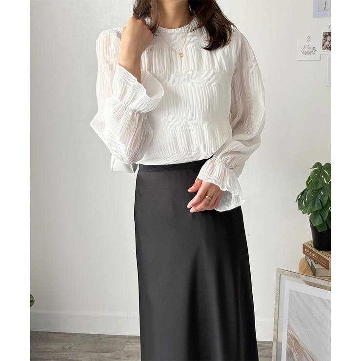 ラウンドネックシアーシフォンブラウス レディース ブラウス | Amulet | 詳細画像3 