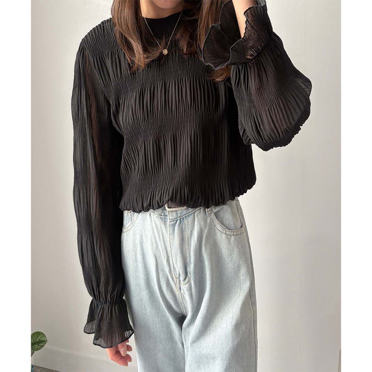 ラウンドネックシアーシフォンブラウス レディース ブラウス | Amulet | 詳細画像4 