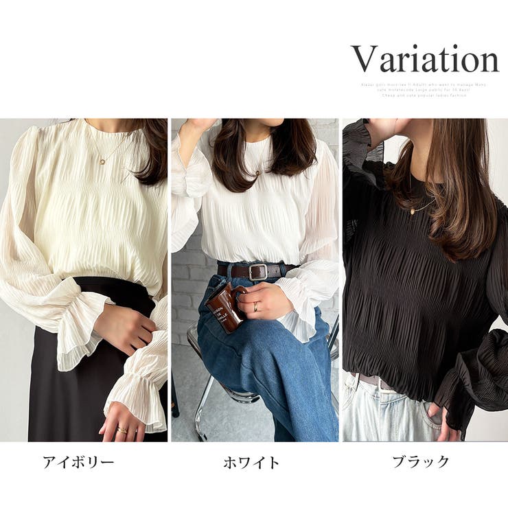 ラウンドネックシアーシフォンブラウス レディース ブラウス | Amulet | 詳細画像5 