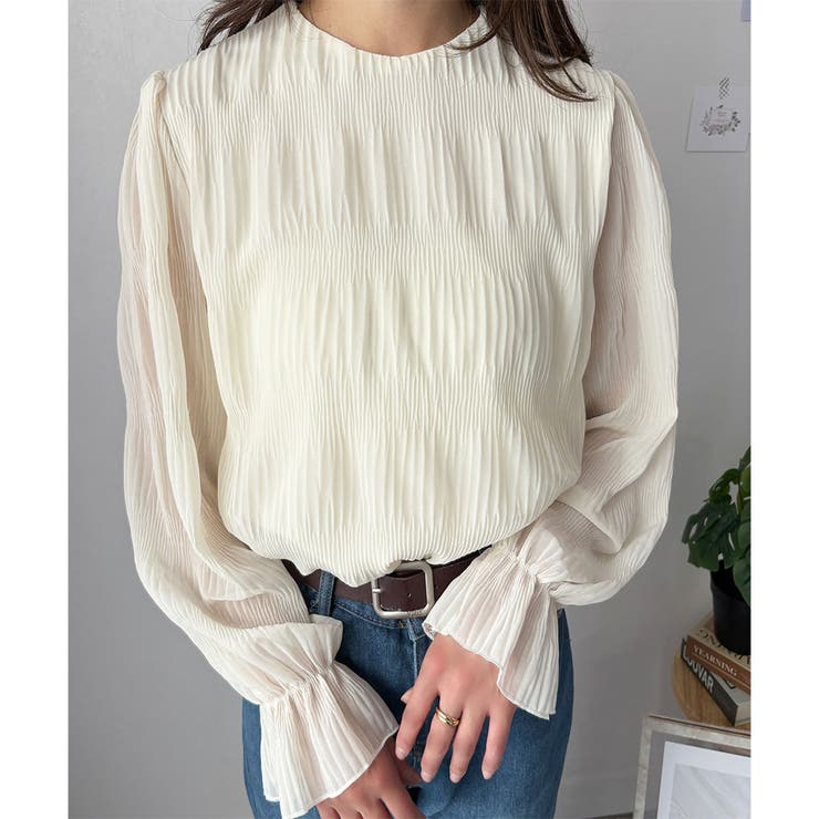 ラウンドネックシアーシフォンブラウス レディース ブラウス | Amulet | 詳細画像9 