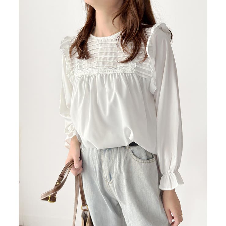 フリル長袖ブラウス レディース 韓国 | Amulet | 詳細画像9 