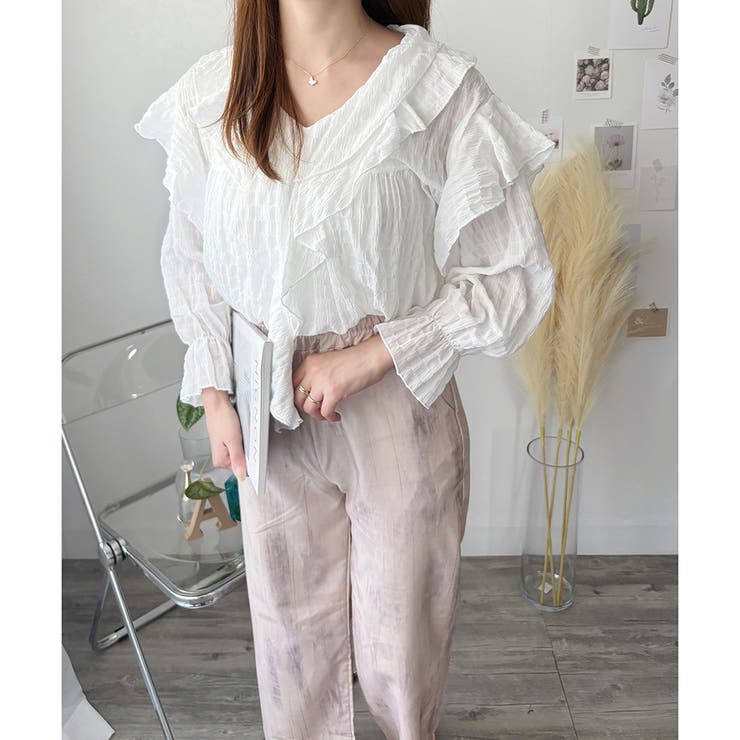 フリルシフォンブラウス レディース 韓国 | Amulet | 詳細画像10 