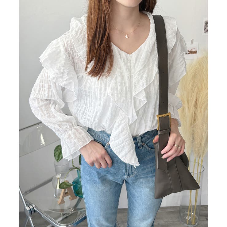 フリルシフォンブラウス レディース 韓国 | Amulet | 詳細画像14 