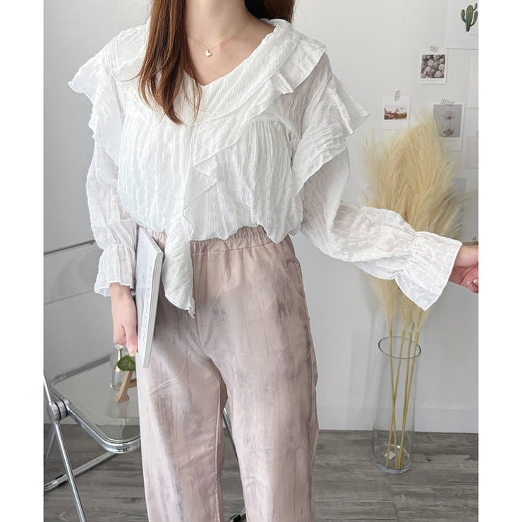 フリルシフォンブラウス レディース 韓国 | Amulet | 詳細画像15 