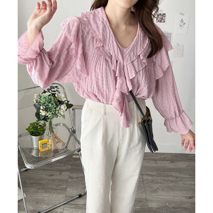 フリルシフォンブラウス レディース 韓国 | Amulet | 詳細画像17 