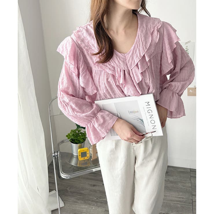 フリルシフォンブラウス レディース 韓国 | Amulet | 詳細画像18 